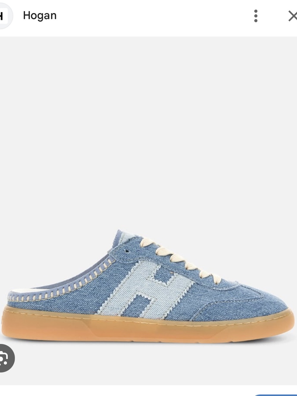 Hogan Light Blue Denim Mule with Gum Sole